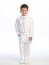 Baby Boys White Peak Collar Round Split Tail Elegant 5 Pc Tuxedo Suit 6-24M